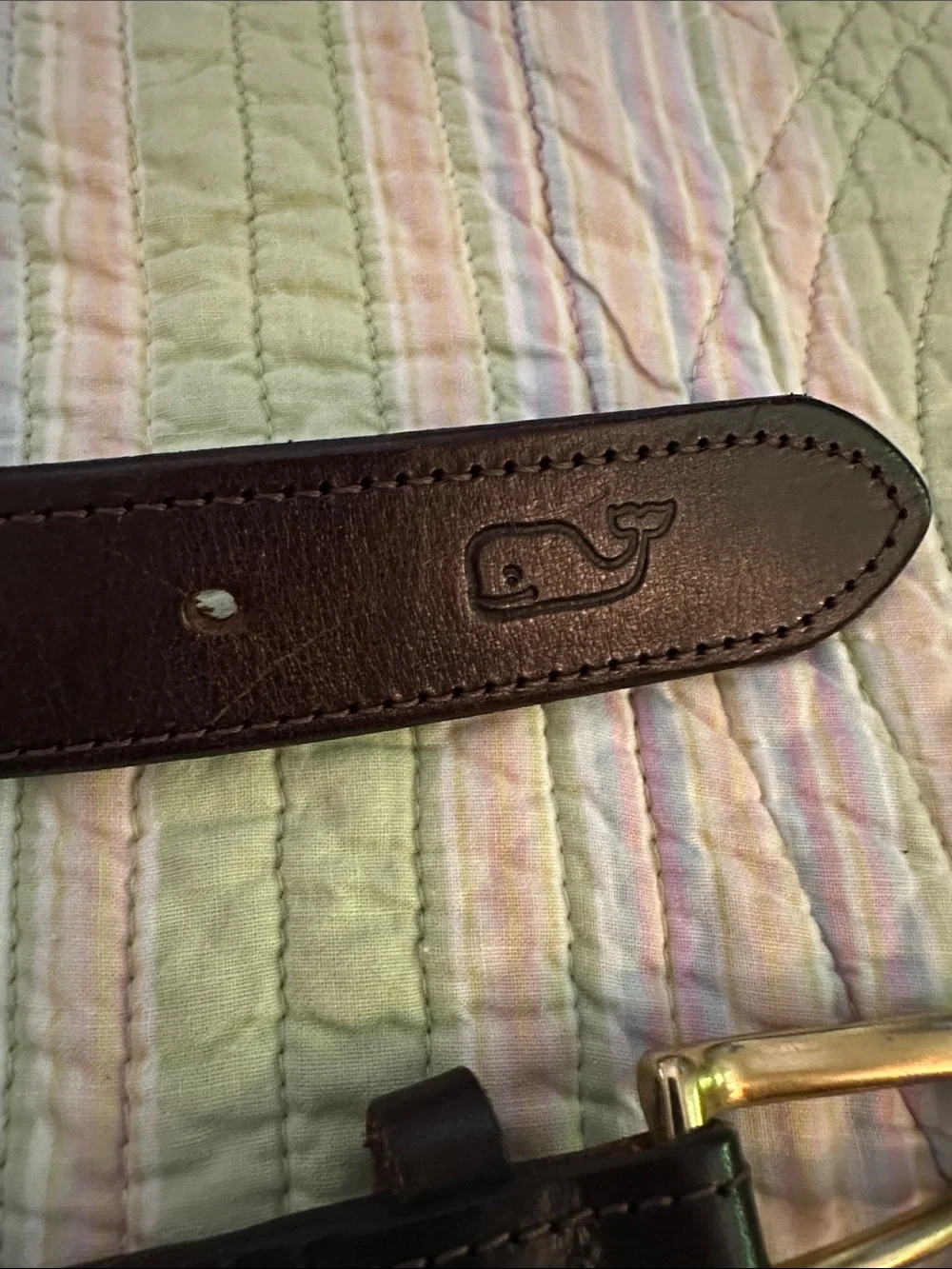 Vineyard Vines Men's Woven Multicolor Belt with Leather Trim 38